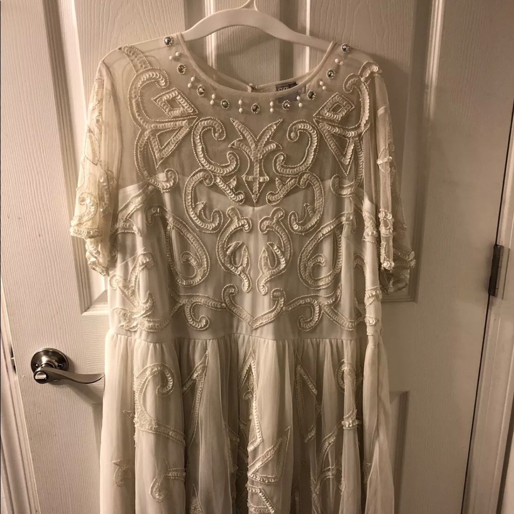 Asos Curve White/ivory sequin beaded dress!